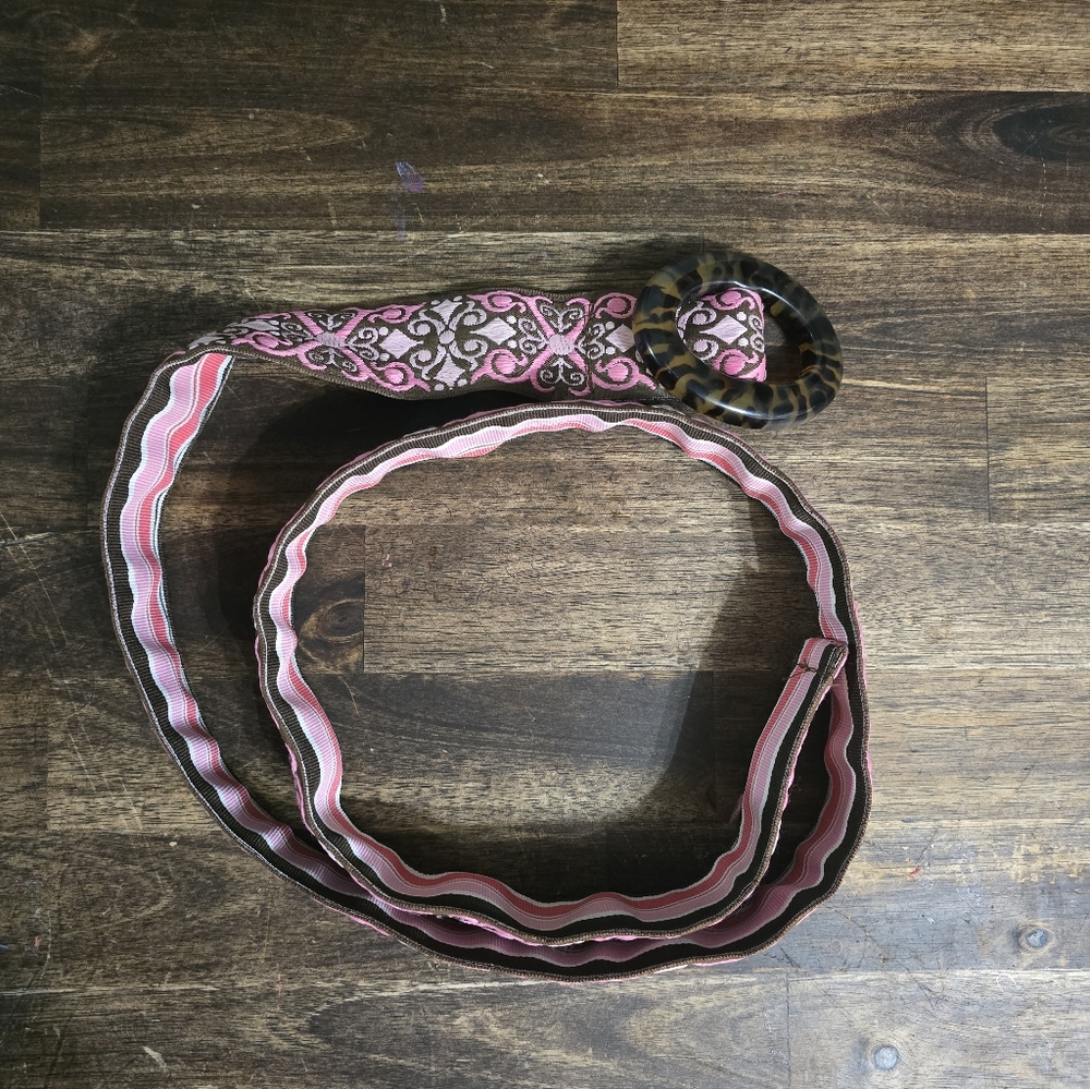 Pink and Brown Patterned Women's Reversable Belt
